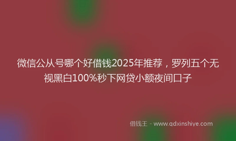 微信公从号哪个好借钱2025年推荐，罗列五个无视黑白100%秒下网贷小额夜间口子