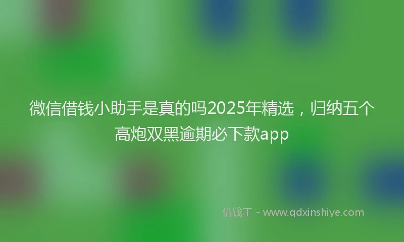 微信借钱小助手是真的吗2025年精选，归纳五个高炮双黑逾期必下款app