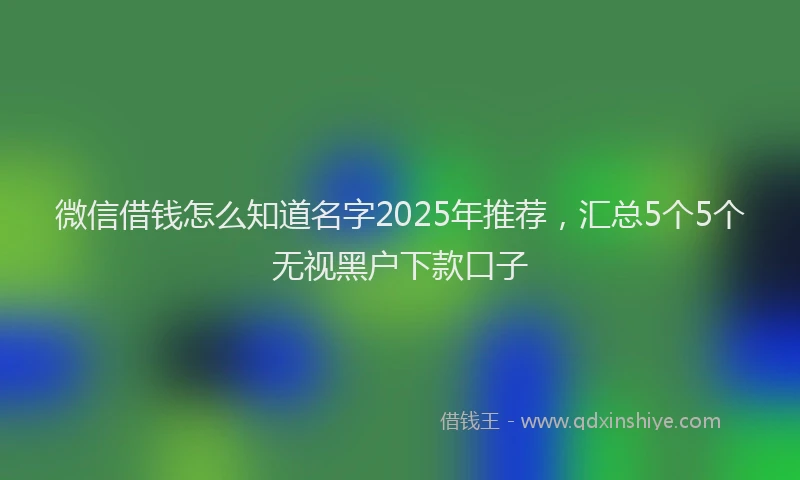 微信借钱怎么知道名字2025年推荐，汇总5个5个无视黑户下款口子