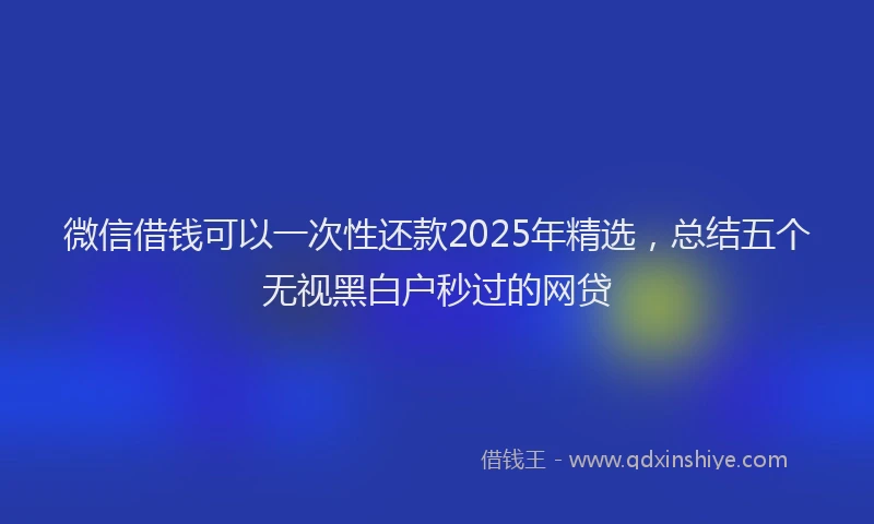 微信借钱可以一次性还款2025年精选，总结五个无视黑白户秒过的网贷