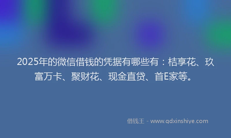 2025年的微信借钱的凭据有哪些有：桔享花、玖富万卡、聚财花、现金直贷、首E家等。