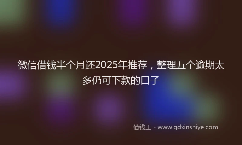 微信借钱半个月还2025年推荐，整理五个逾期太多仍可下款的口子