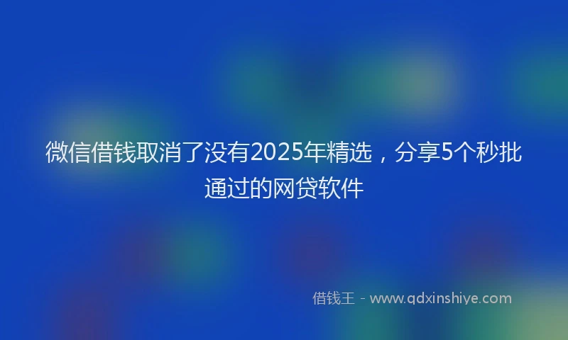 微信借钱取消了没有2025年精选，分享5个秒批通过的网贷软件