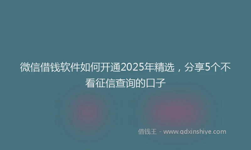 微信借钱软件如何开通2025年精选，分享5个不看征信查询的口子