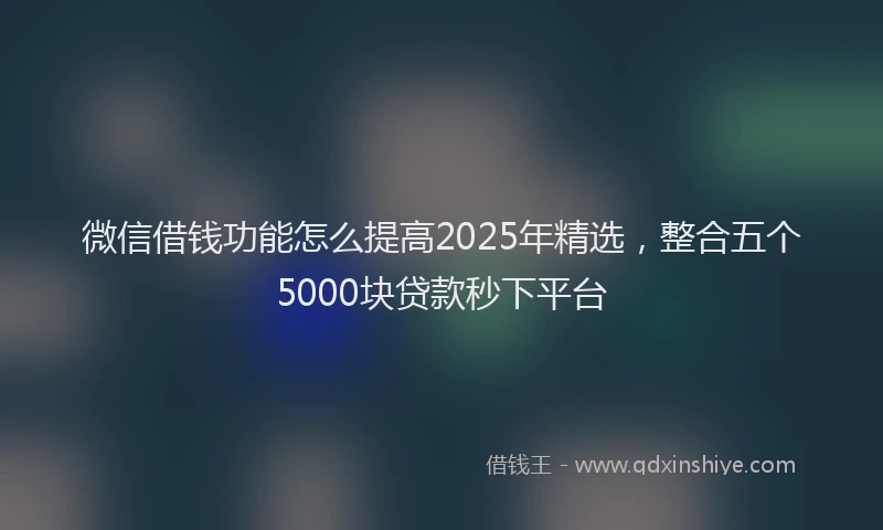 微信借钱功能怎么提高2025年精选，整合五个5000块贷款秒下平台