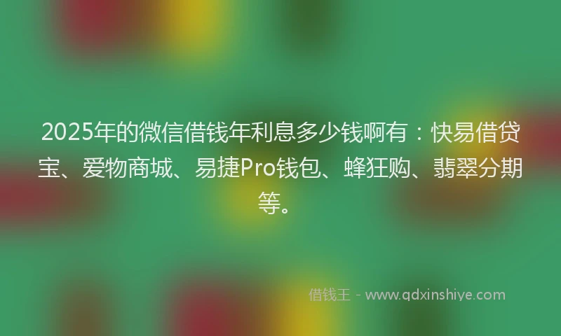 2025年的微信借钱年利息多少钱啊有：快易借贷宝、爱物商城、易捷Pro钱包、蜂狂购、翡翠分期等。