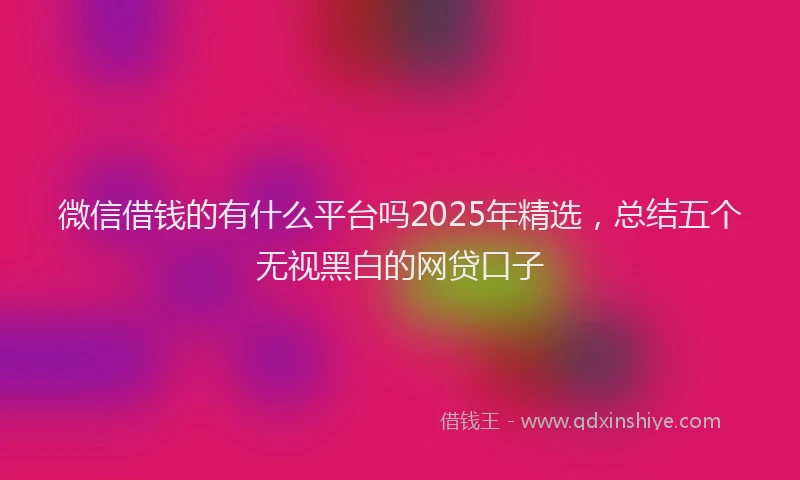 微信借钱的有什么平台吗2025年精选，总结五个无视黑白的网贷口子