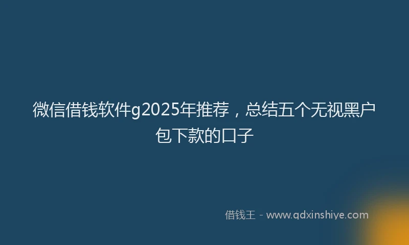 微信借钱软件g2025年推荐，总结五个无视黑户包下款的口子