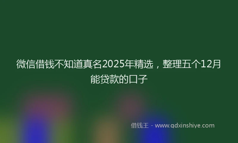 微信借钱不知道真名2025年精选，整理五个12月能贷款的口子