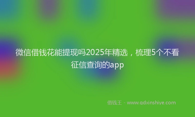 微信借钱花能提现吗2025年精选，梳理5个不看征信查询的app