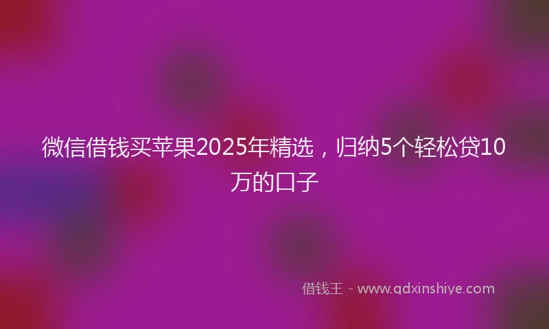 微信借钱买苹果2025年精选，归纳5个轻松贷10万的口子