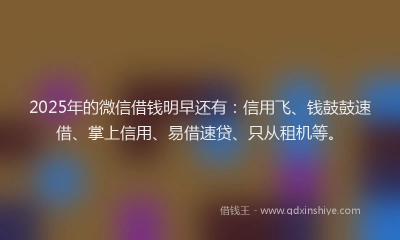 2025年的微信借钱明早还有：信用飞、钱鼓鼓速借、掌上信用、易借速贷、只从租机等。