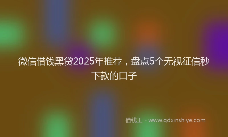 微信借钱黑贷2025年推荐，盘点5个无视征信秒下款的口子