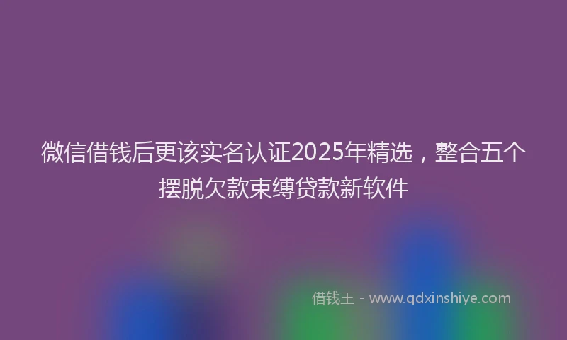 微信借钱后更该实名认证2025年精选，整合五个摆脱欠款束缚贷款新软件