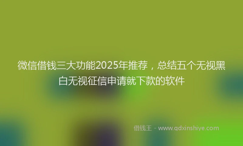 微信借钱三大功能2025年推荐，总结五个无视黑白无视征信申请就下款的软件