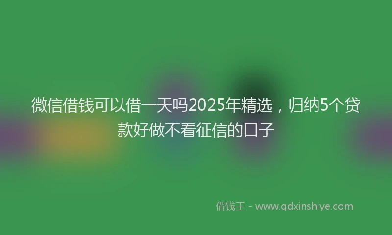 微信借钱可以借一天吗2025年精选，归纳5个贷款好做不看征信的口子