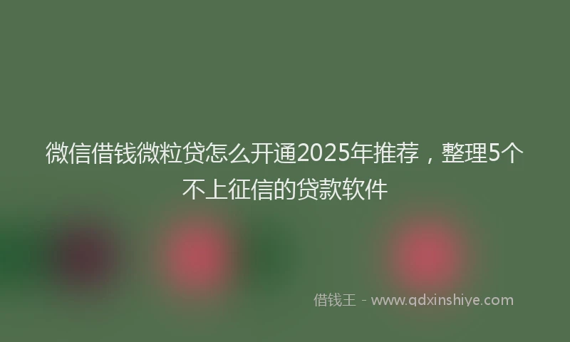 微信借钱微粒贷怎么开通2025年推荐，整理5个不上征信的贷款软件