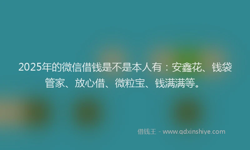 2025年的微信借钱是不是本人有：安鑫花、钱袋管家、放心借、微粒宝、钱满满等。