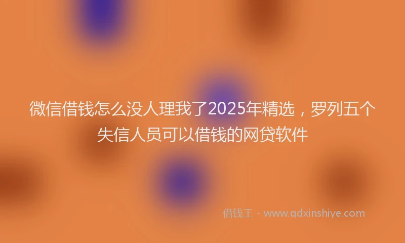 微信借钱怎么没人理我了2025年精选，罗列五个失信人员可以借钱的网贷软件