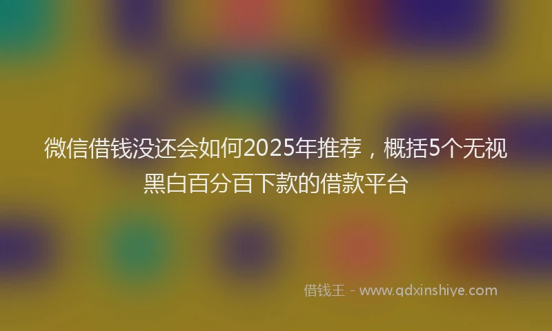 微信借钱没还会如何2025年推荐，概括5个无视黑白百分百下款的借款平台