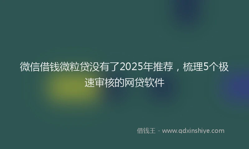 微信借钱微粒贷没有了2025年推荐，梳理5个极速审核的网贷软件