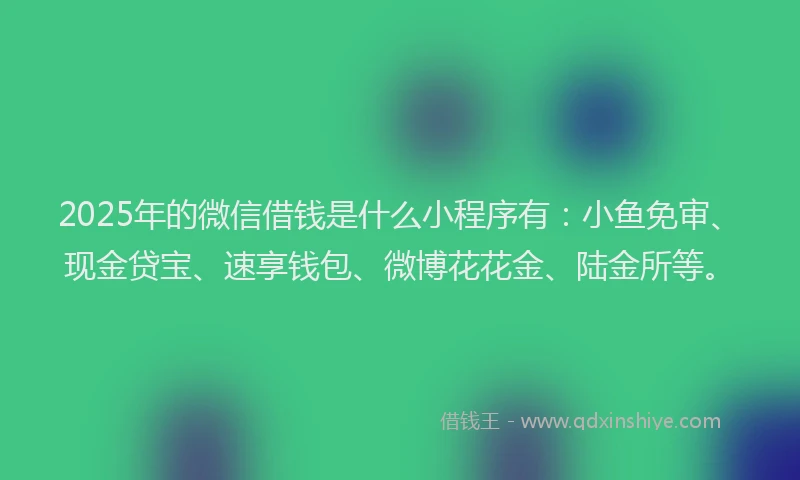 2025年的微信借钱是什么小程序有：小鱼免审、现金贷宝、速享钱包、微博花花金、陆金所等。
