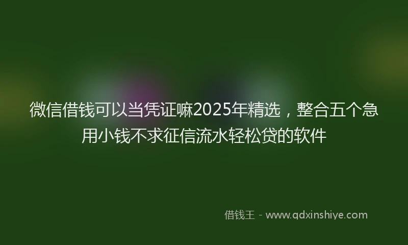 微信借钱可以当凭证嘛2025年精选，整合五个急用小钱不求征信流水轻松贷的软件