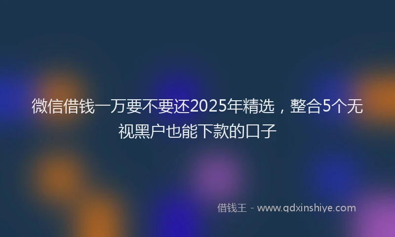 微信借钱一万要不要还2025年精选，整合5个无视黑户也能下款的口子