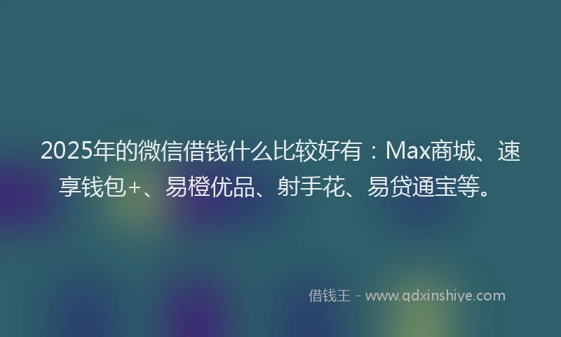 2025年的微信借钱什么比较好有：Max商城、速享钱包+、易橙优品、射手花、易贷通宝等。