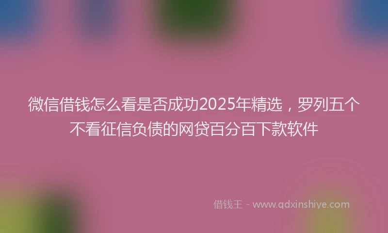 微信借钱怎么看是否成功2025年精选，罗列五个不看征信负债的网贷百分百下款软件