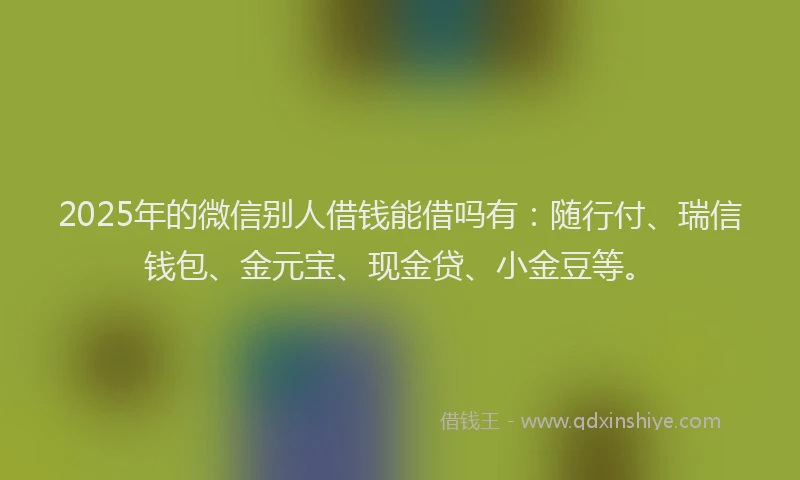 2025年的微信别人借钱能借吗有：随行付、瑞信钱包、金元宝、现金贷、小金豆等。