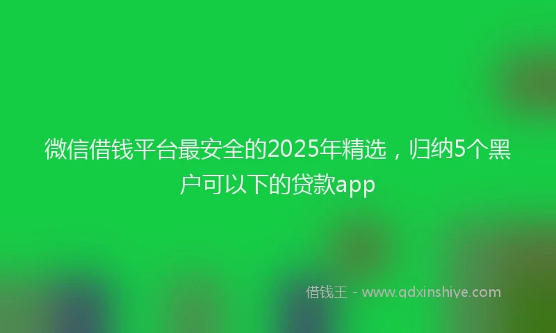 微信借钱平台最安全的2025年精选，归纳5个黑户可以下的贷款app