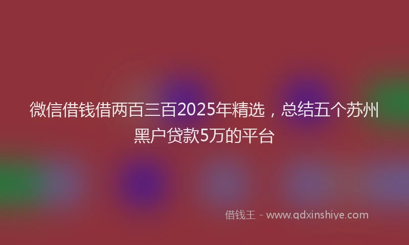 微信借钱借两百三百2025年精选，总结五个苏州黑户贷款5万的平台
