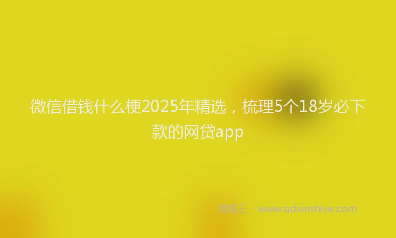 微信借钱什么梗2025年精选，梳理5个18岁必下款的网贷app