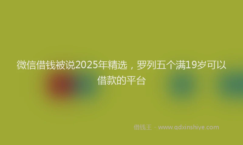 微信借钱被说2025年精选，罗列五个满19岁可以借款的平台