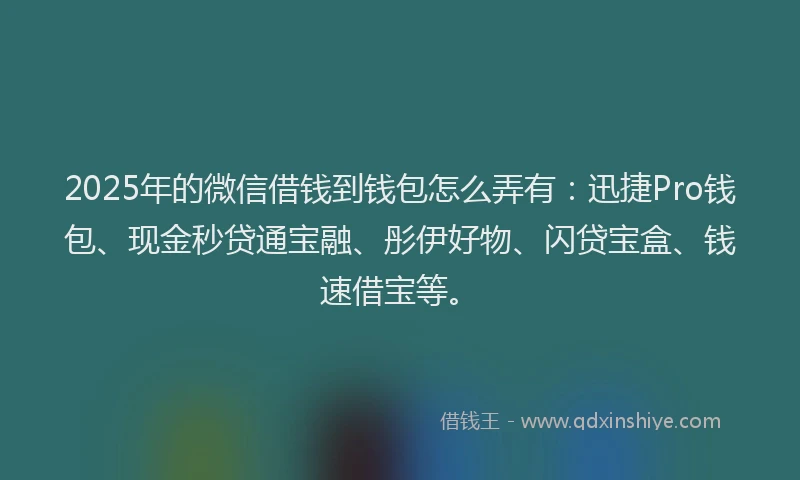 2025年的微信借钱到钱包怎么弄有：迅捷Pro钱包、现金秒贷通宝融、彤伊好物、闪贷宝盒、钱速借宝等。