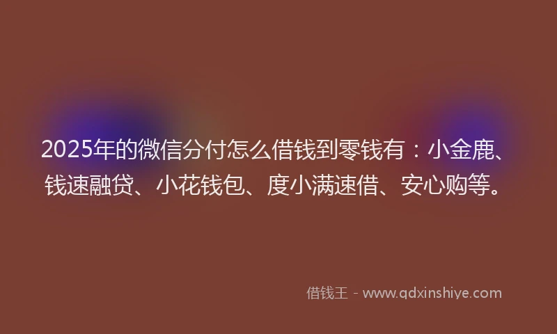 2025年的微信分付怎么借钱到零钱有：小金鹿、钱速融贷、小花钱包、度小满速借、安心购等。