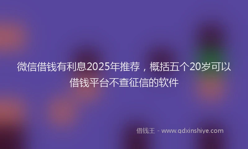 微信借钱有利息2025年推荐，概括五个20岁可以借钱平台不查征信的软件
