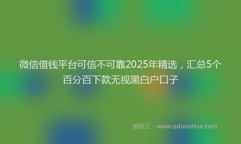 微信借钱平台可信不可靠2025年精选，汇总5个百分百下款无视黑白户口子
