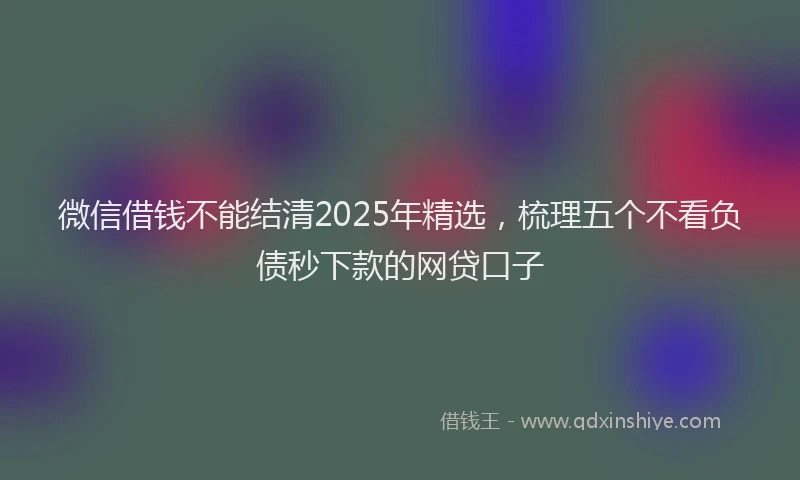 微信借钱不能结清2025年精选，梳理五个不看负债秒下款的网贷口子
