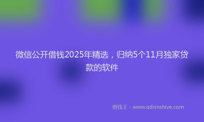 微信公开借钱2025年精选，归纳5个11月独家贷款的软件