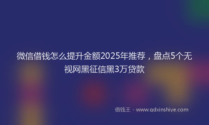 微信借钱怎么提升金额2025年推荐，盘点5个无视网黑征信黑3万贷款