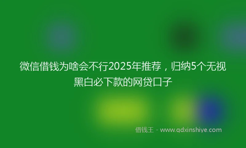 微信借钱为啥会不行2025年推荐，归纳5个无视黑白必下款的网贷口子