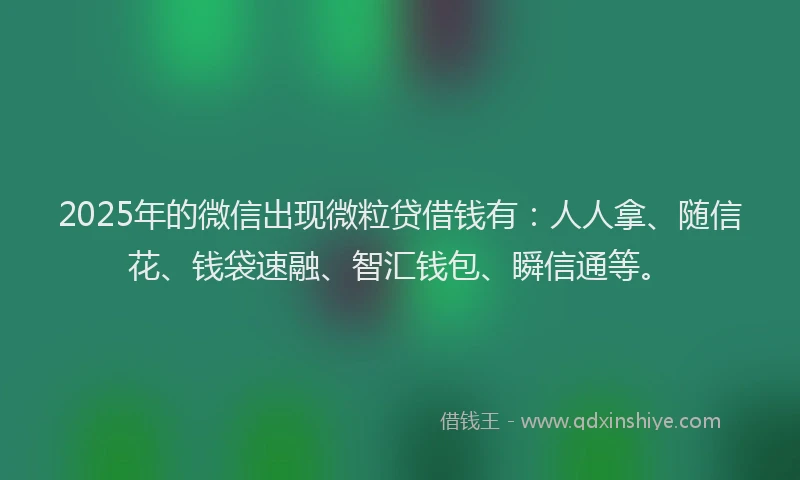 2025年的微信出现微粒贷借钱有：人人拿、随信花、钱袋速融、智汇钱包、瞬信通等。
