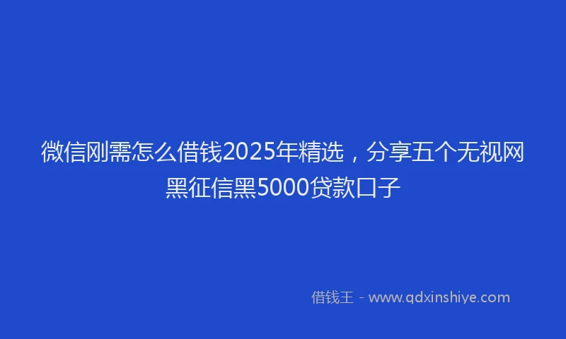微信刚需怎么借钱2025年精选，分享五个无视网黑征信黑5000贷款口子