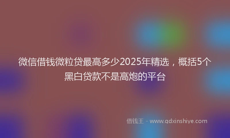 微信借钱微粒贷最高多少2025年精选，概括5个黑白贷款不是高炮的平台