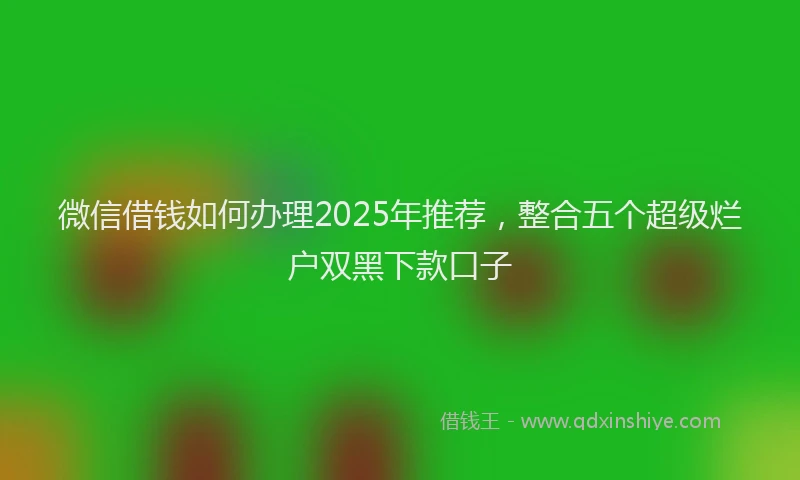 微信借钱如何办理2025年推荐，整合五个超级烂户双黑下款口子