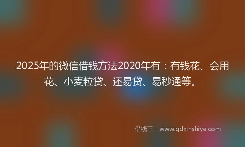 2025年的微信借钱方法2020年有：有钱花、会用花、小麦粒贷、还易贷、易秒通等。