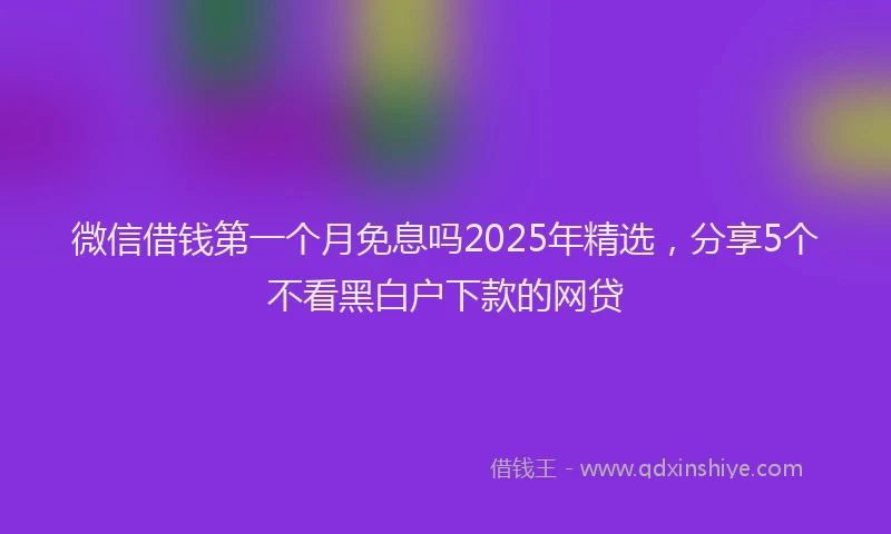 微信借钱第一个月免息吗2025年精选，分享5个不看黑白户下款的网贷