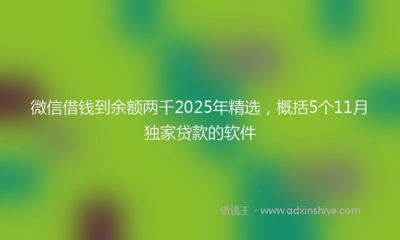 微信借钱到余额两千2025年精选，概括5个11月独家贷款的软件